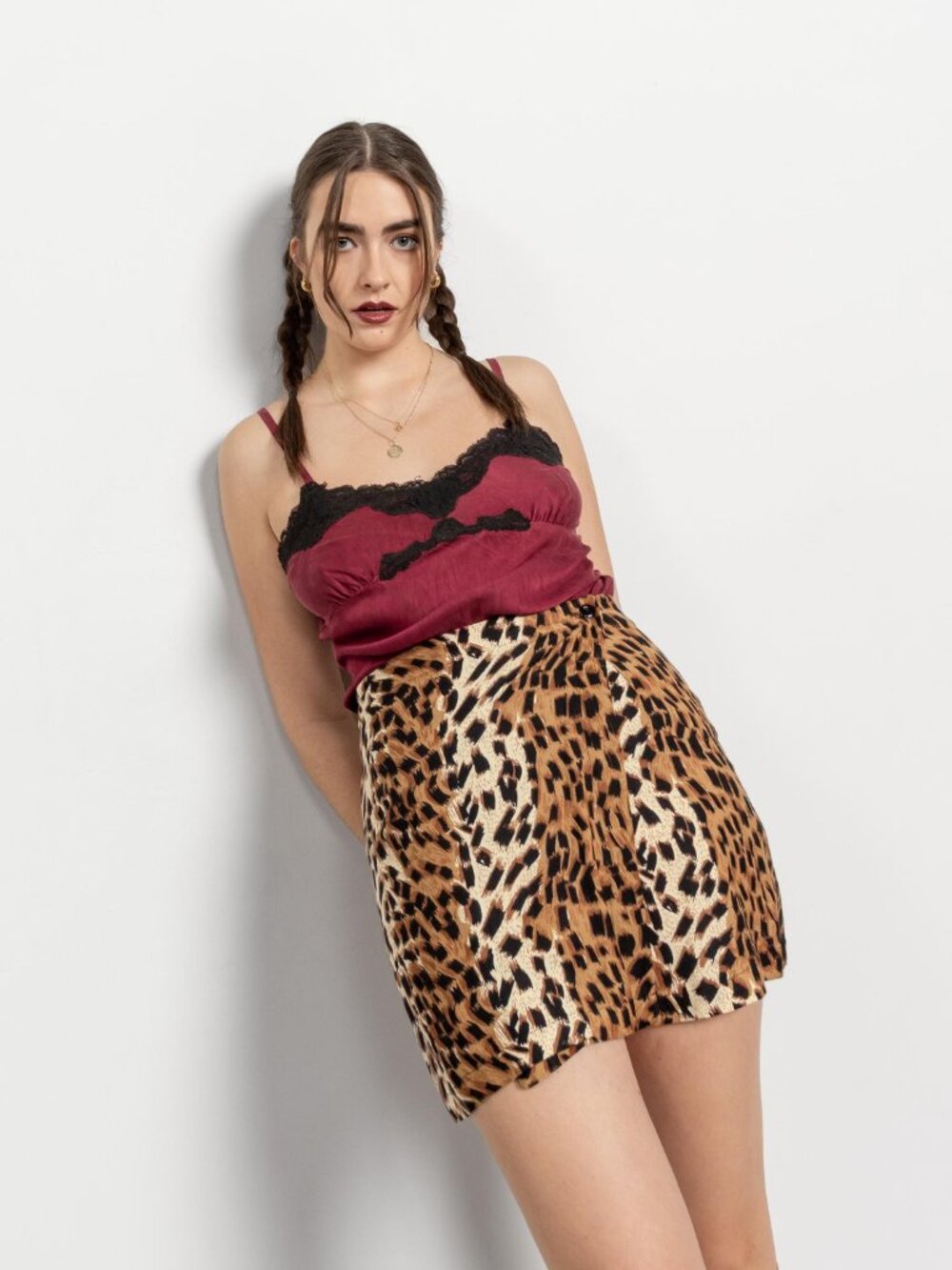 LEOPARD MINI SKIRT Wrap Vintage Animal Print / 29 Inch Waist / Size 8